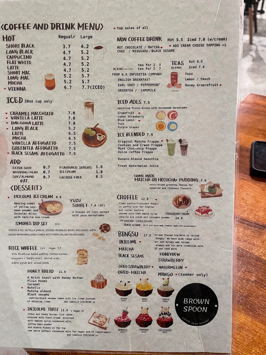 Menu, Brown Spoon Victoria Park