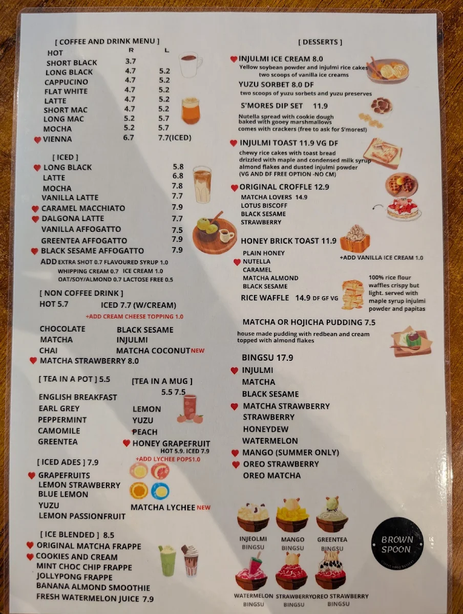 Menu, Brown Spoon Victoria Park