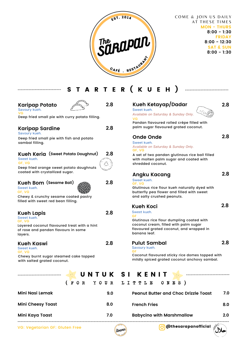 Menu, The Sarapan