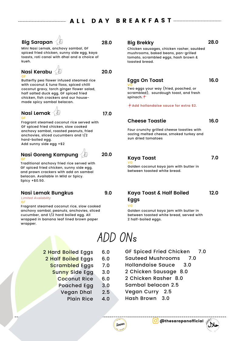 Menu, The Sarapan