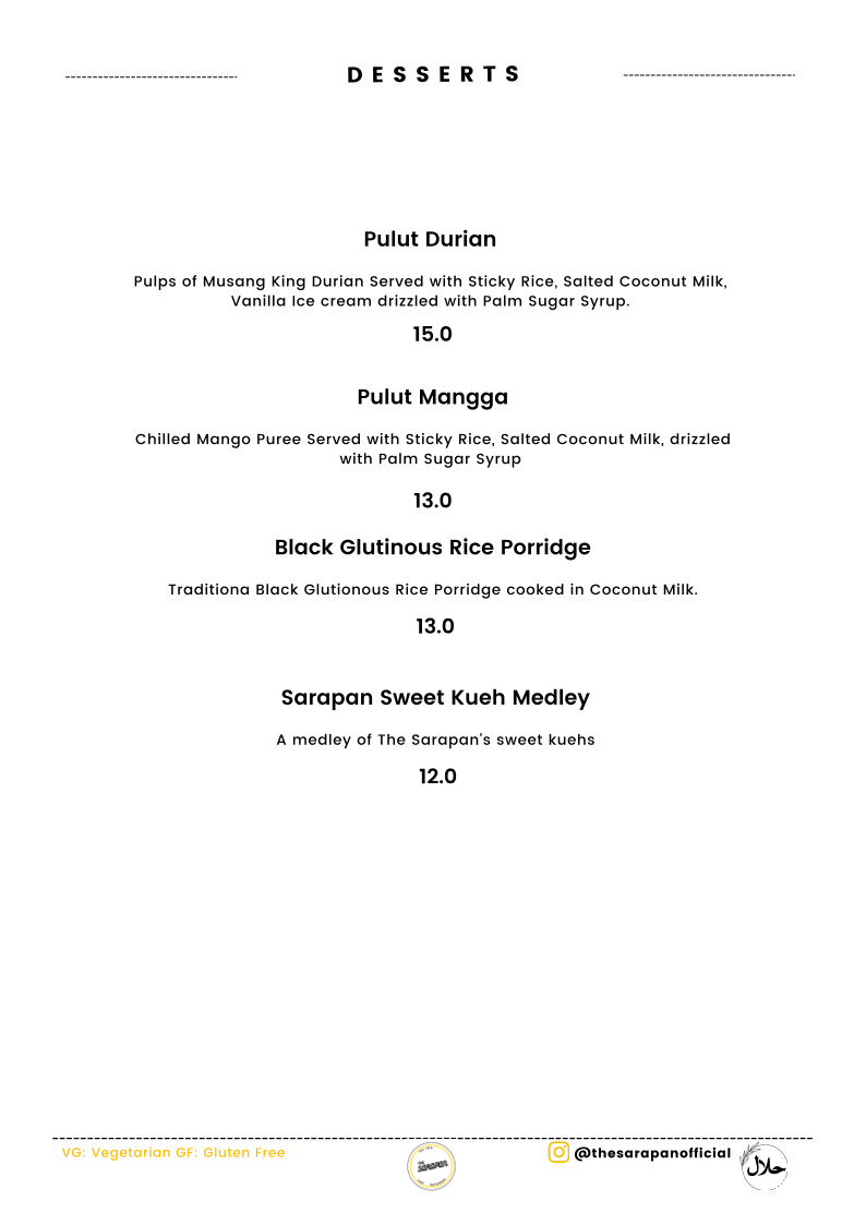 Menu, The Sarapan