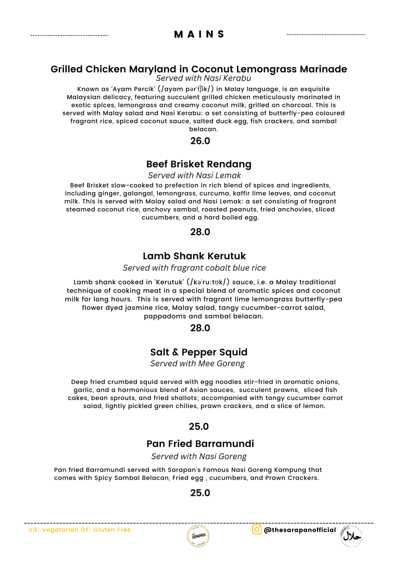 Menu, The Sarapan