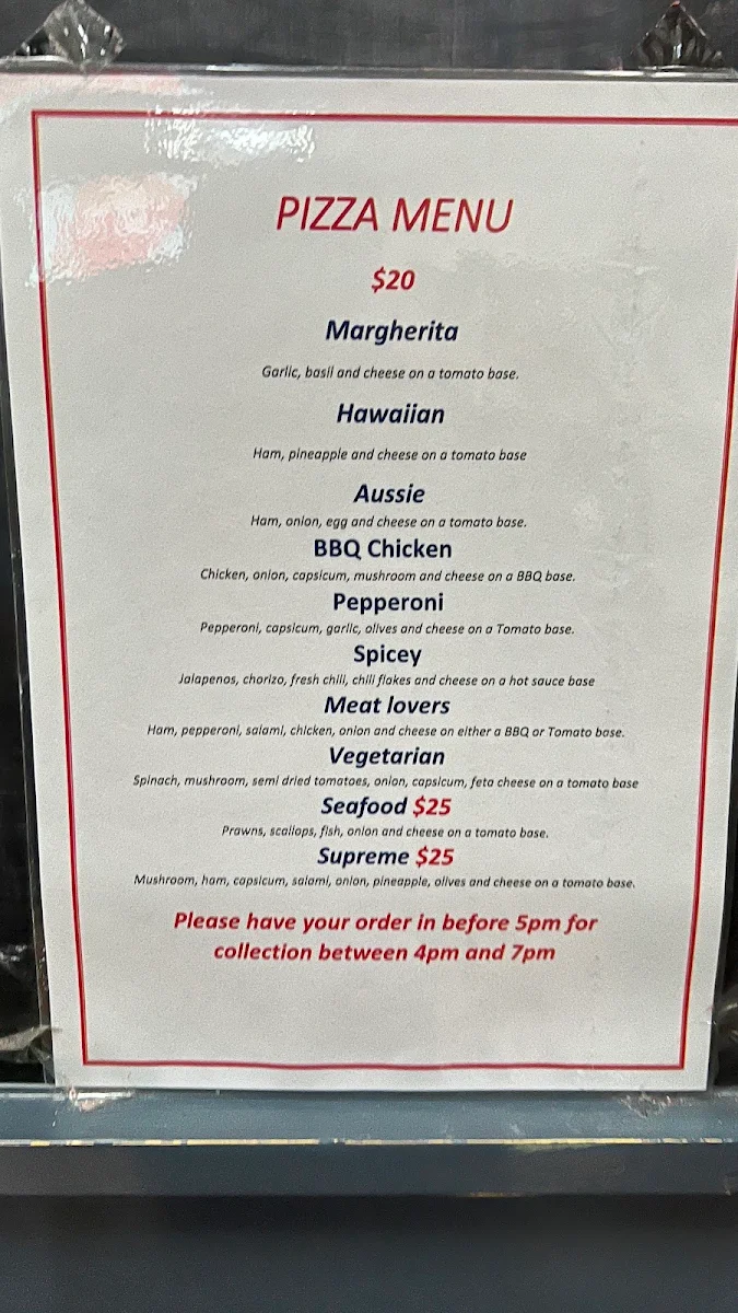 Menu, Commandants Table Restaurant