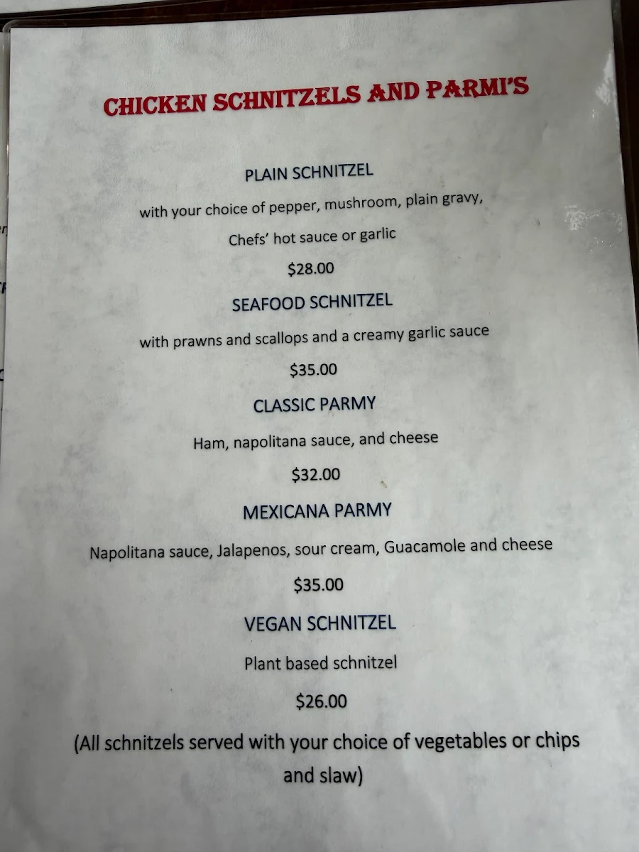 Menu, Commandants Table Restaurant