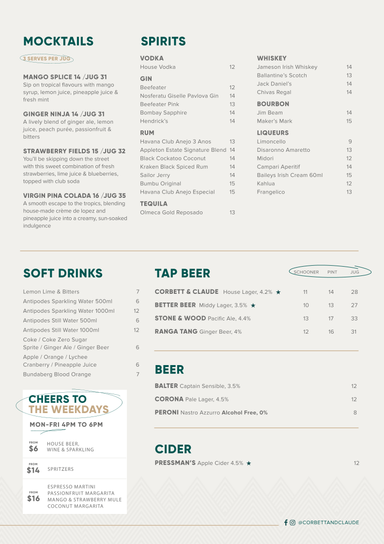 Menu, Corbett & Claude