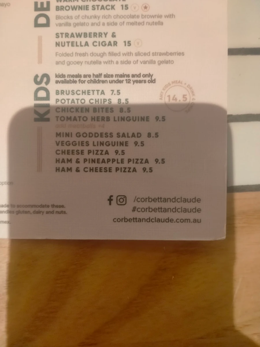 Menu, Corbett & Claude