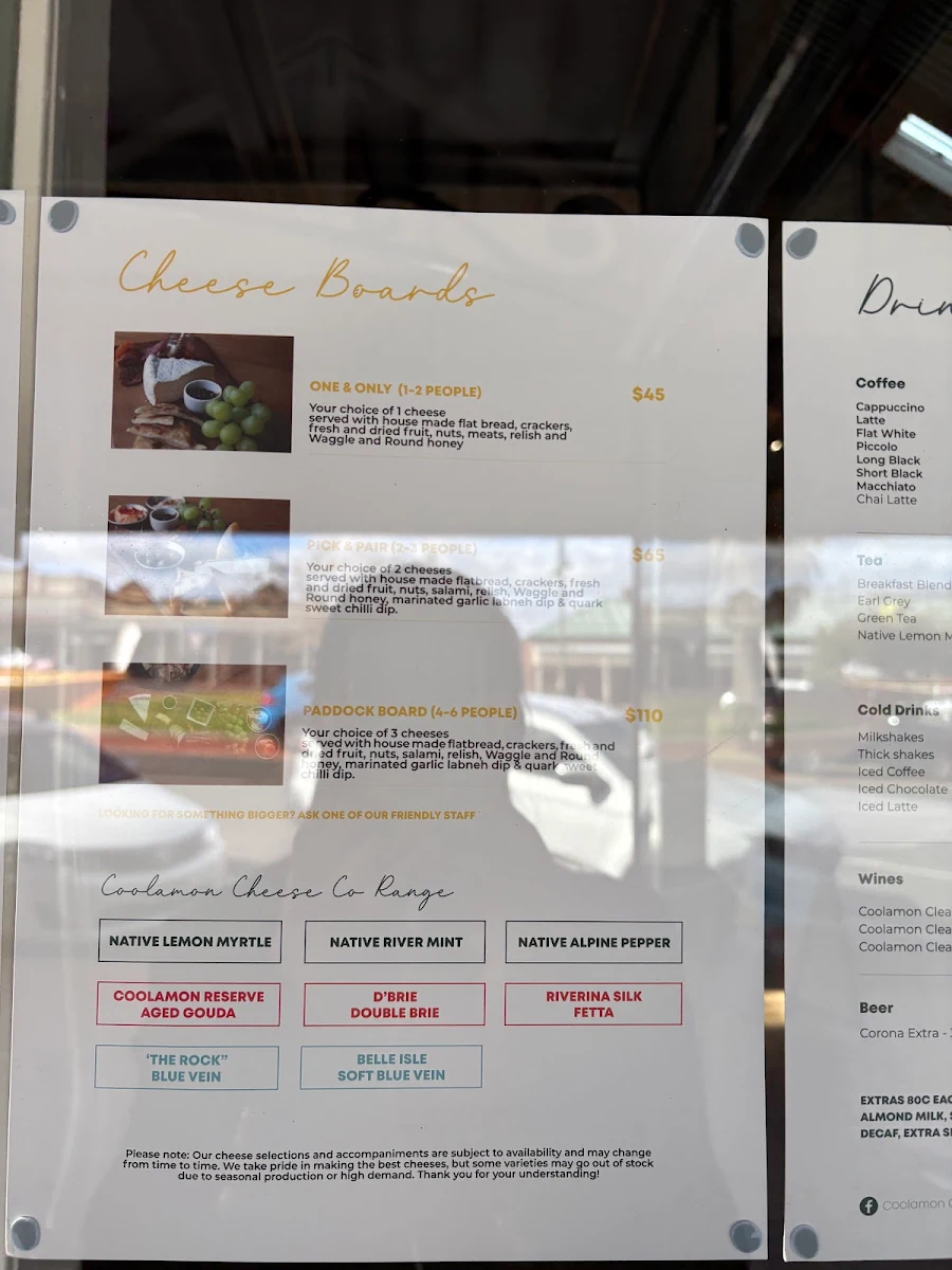 Menu, Coolamon Cheese Co