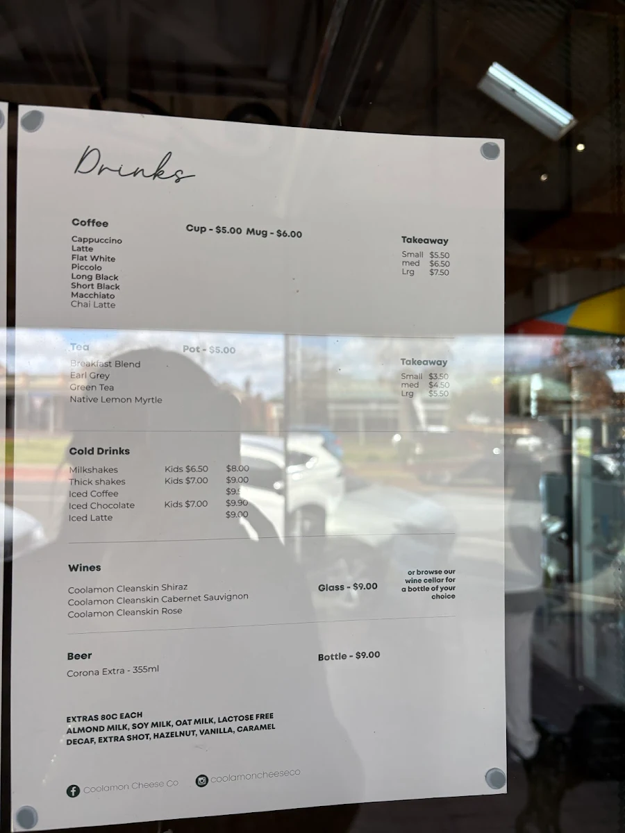 Menu, Coolamon Cheese Co
