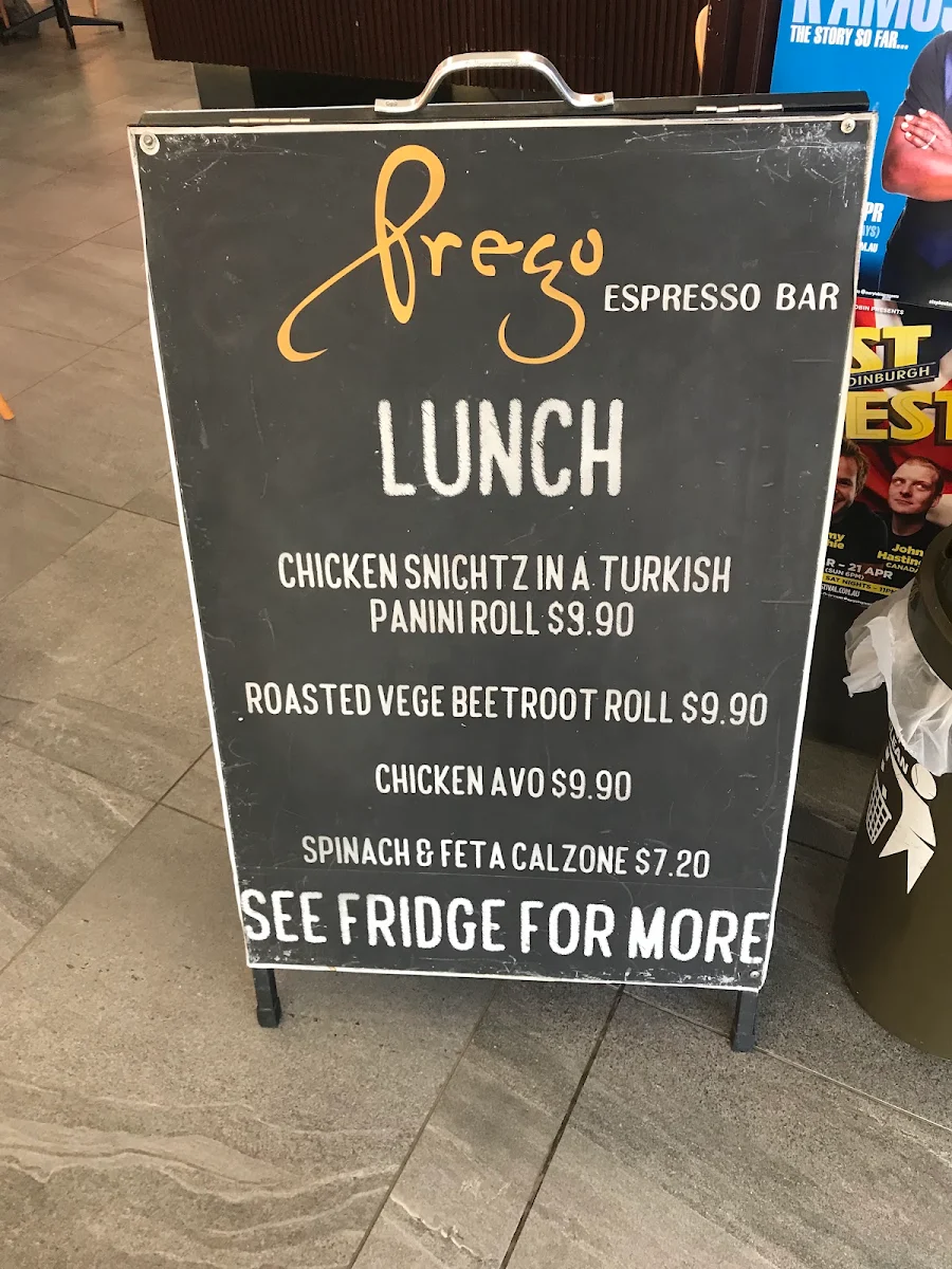 Menu, Prego Espresso Bar
