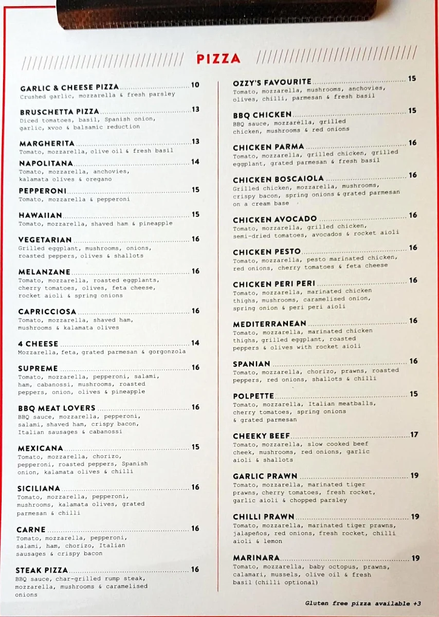 Menu, Green Valley Hotel