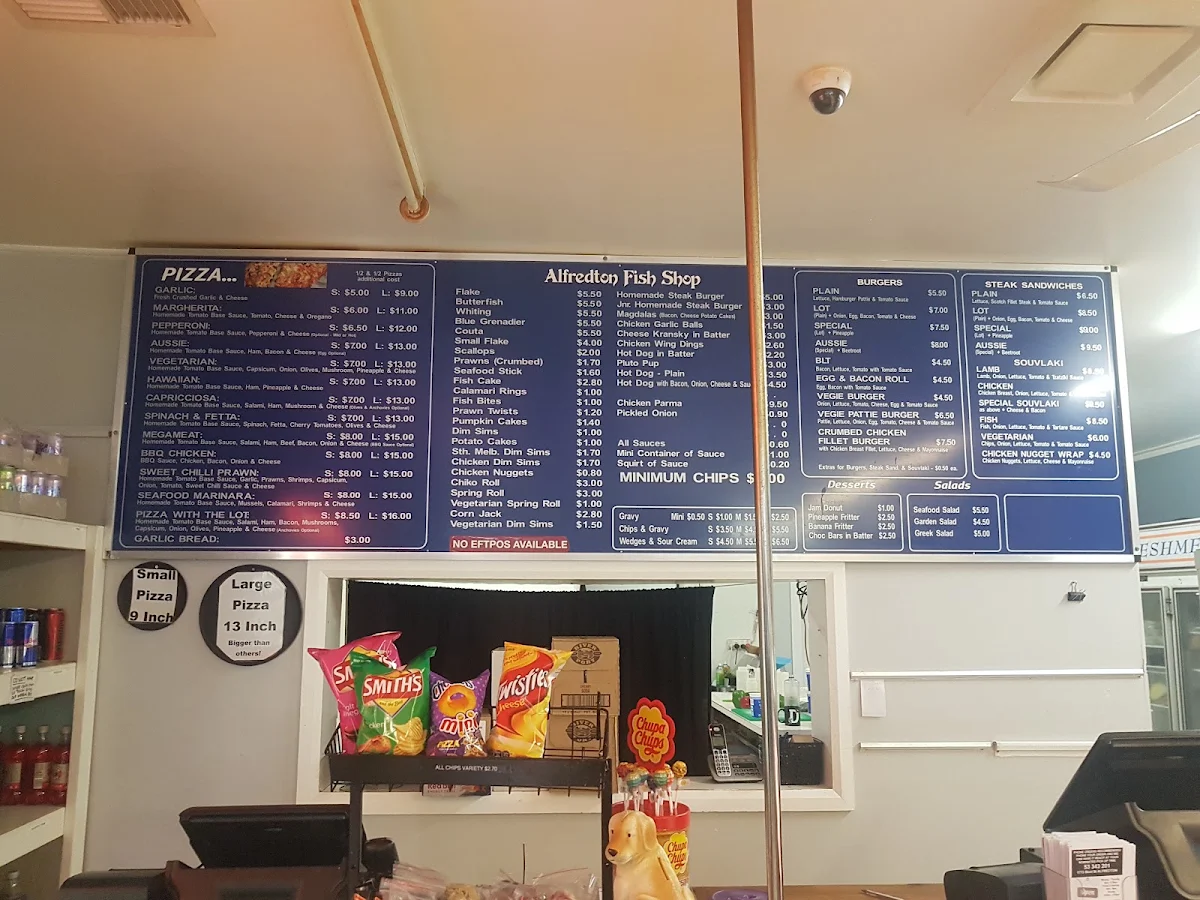 Menu, The Alfredton Fish Shop