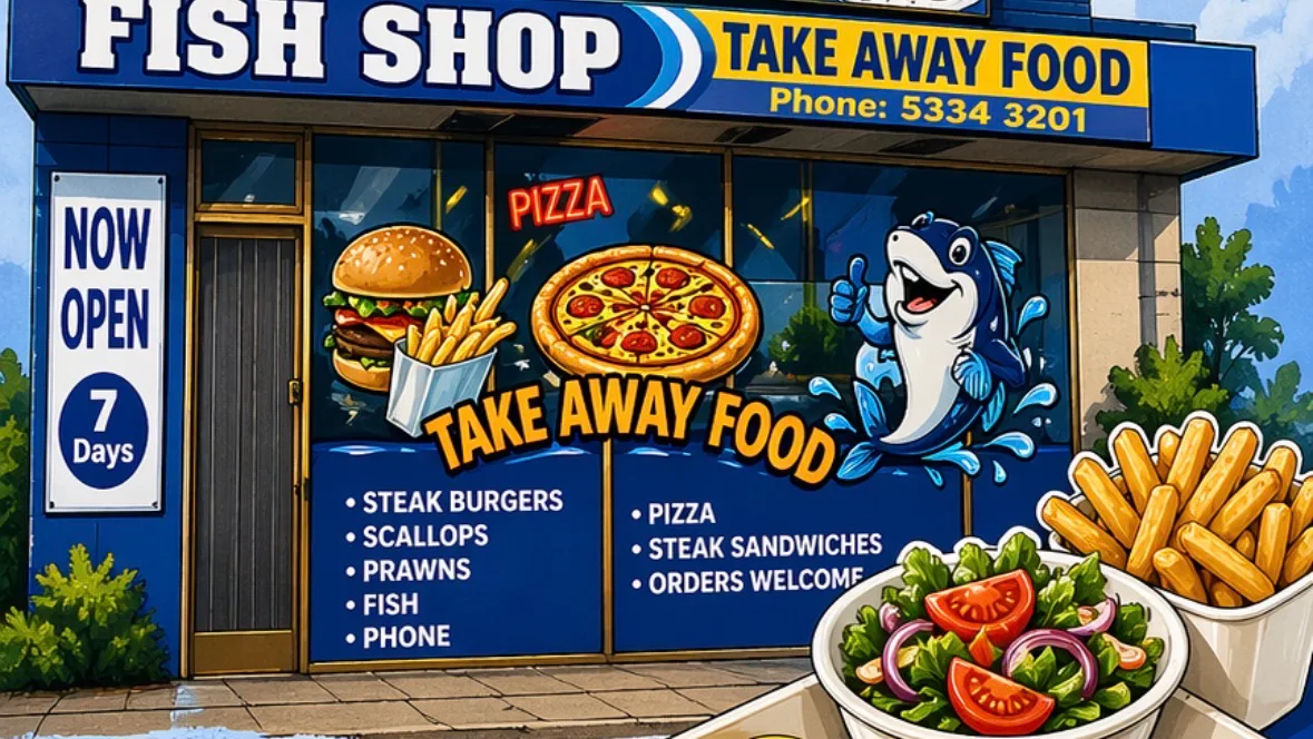 Menu, The Alfredton Fish Shop