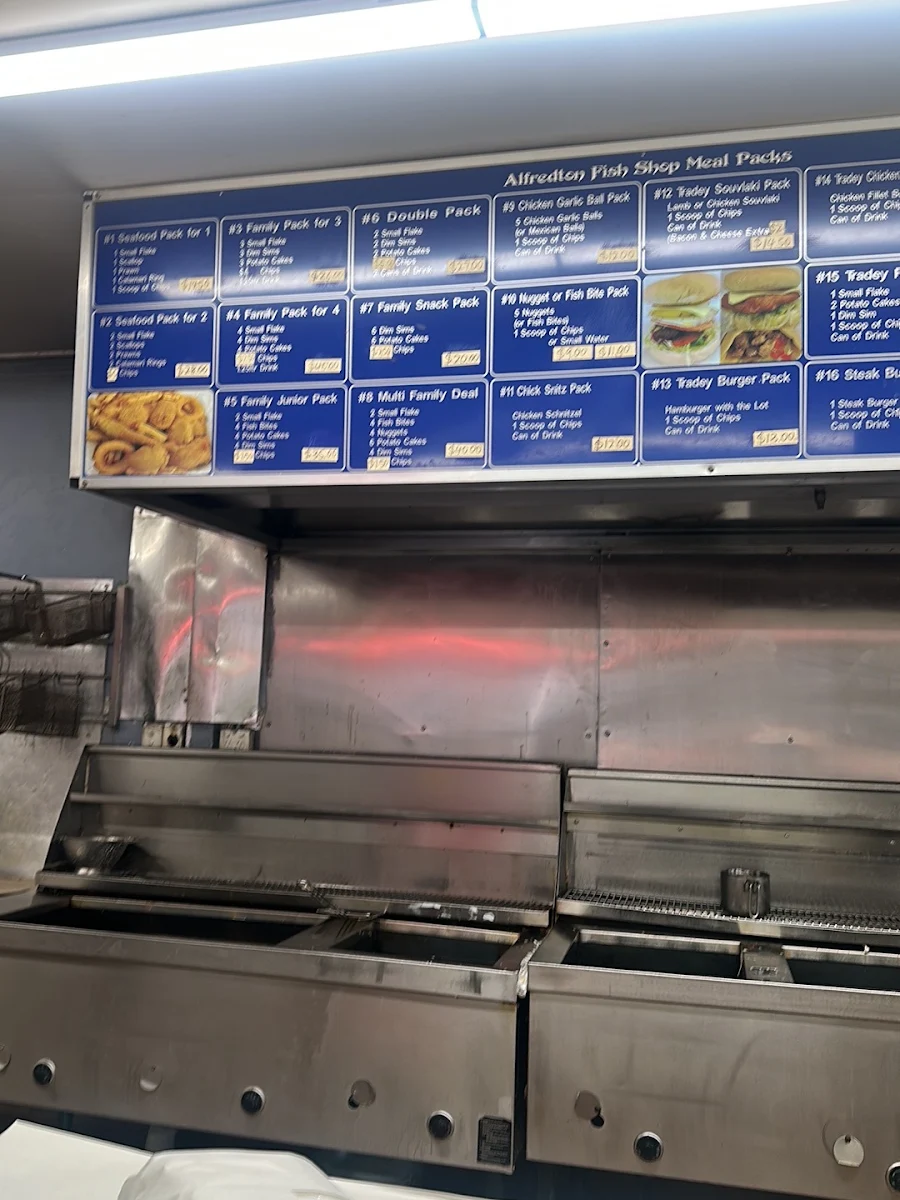 Menu, The Alfredton Fish Shop