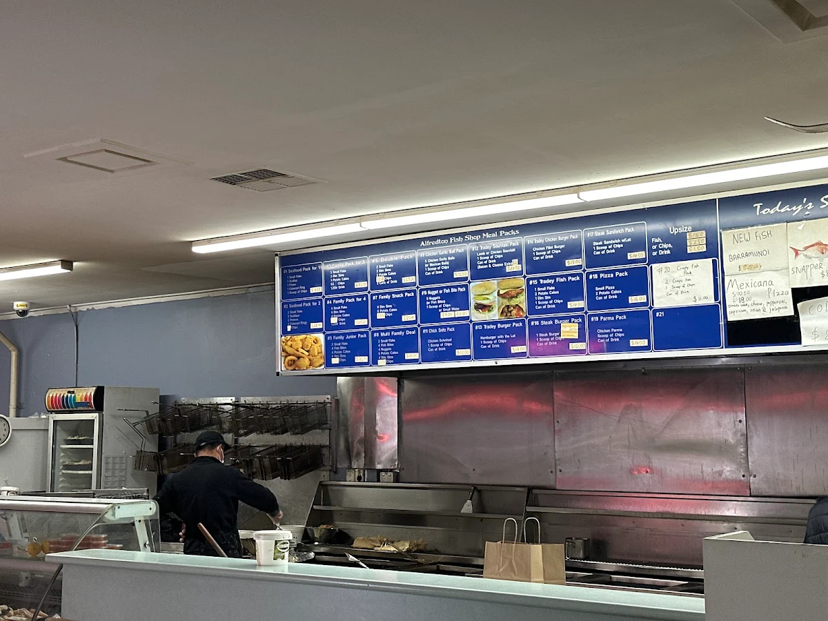 Menu, The Alfredton Fish Shop