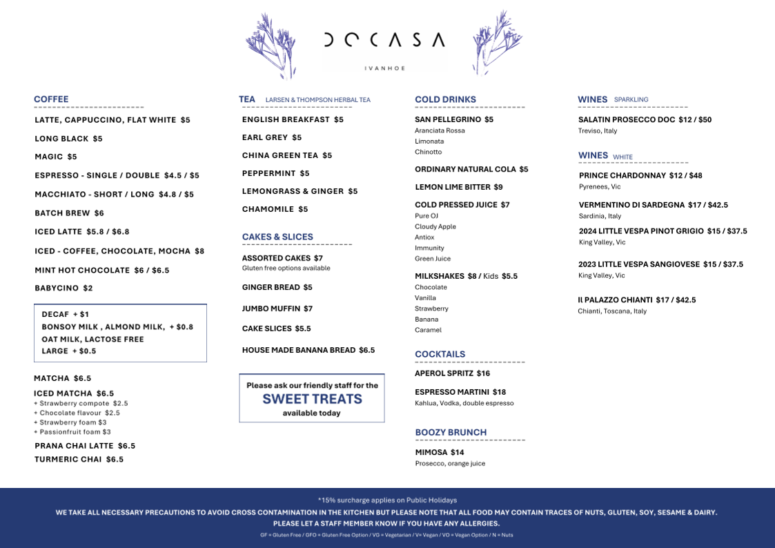 Menu, DOCASA