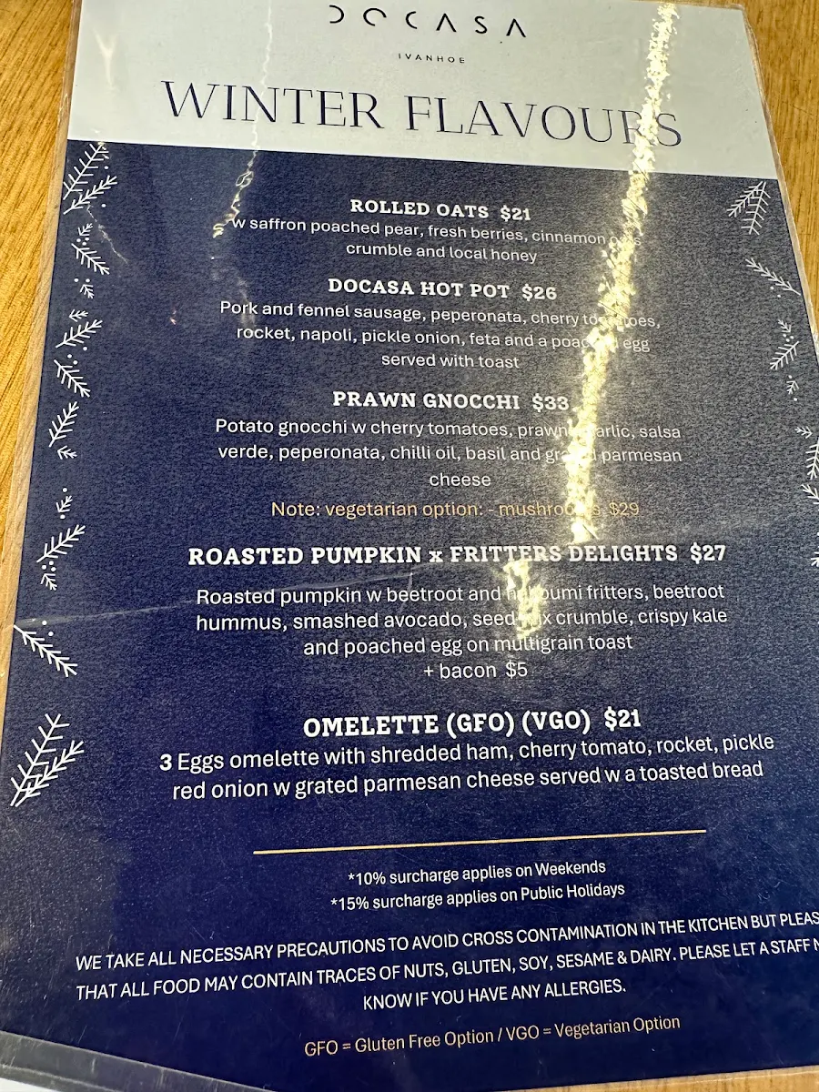 Menu, DOCASA