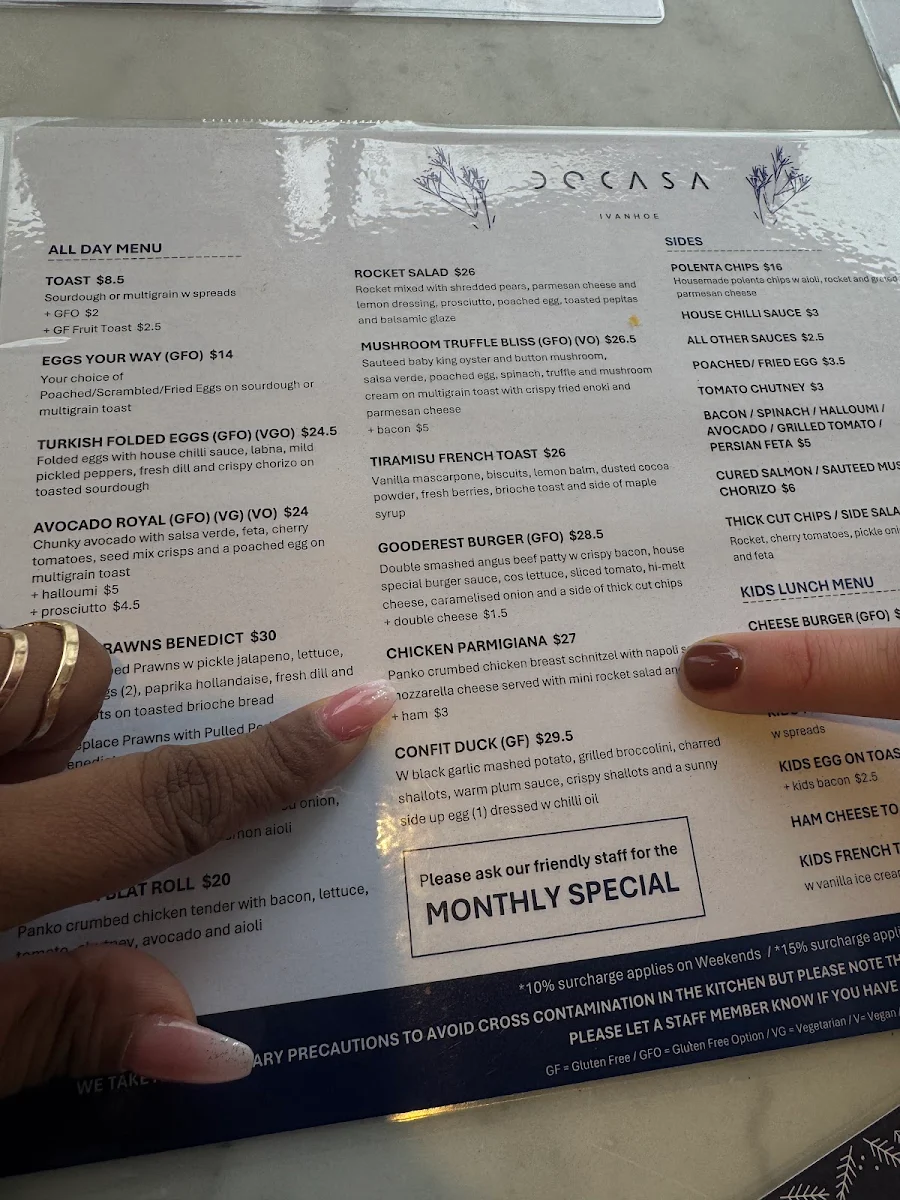 Menu, DOCASA