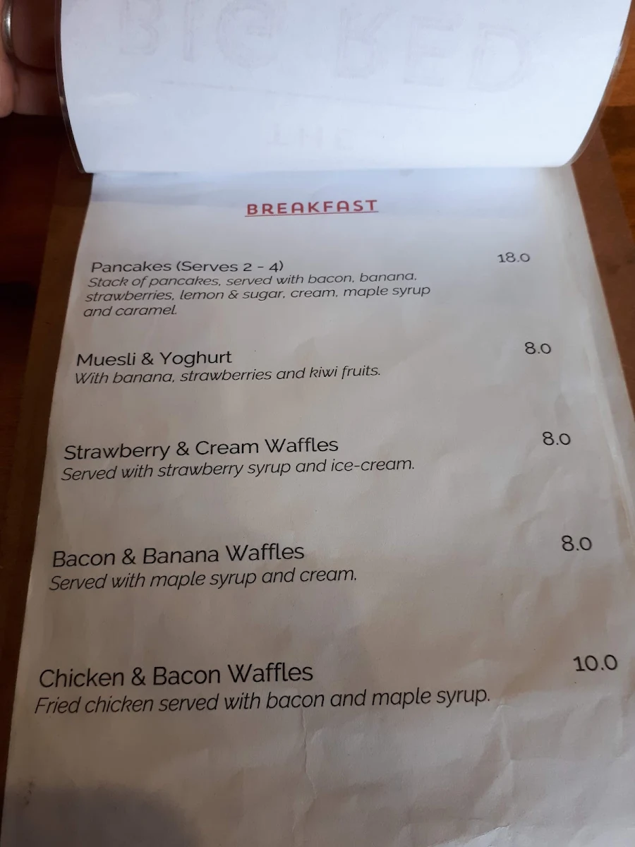 Menu, Big Red Cafe
