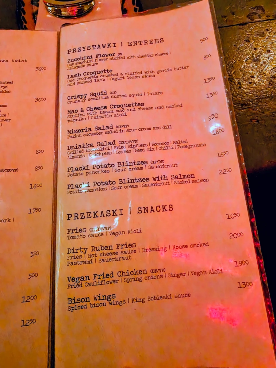 Menu, Borsch Vodka & Tears