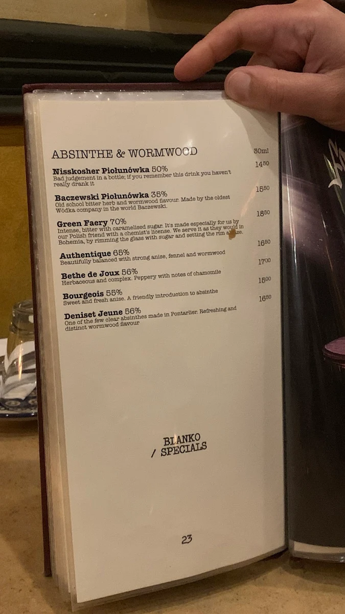 Menu, Borsch Vodka & Tears