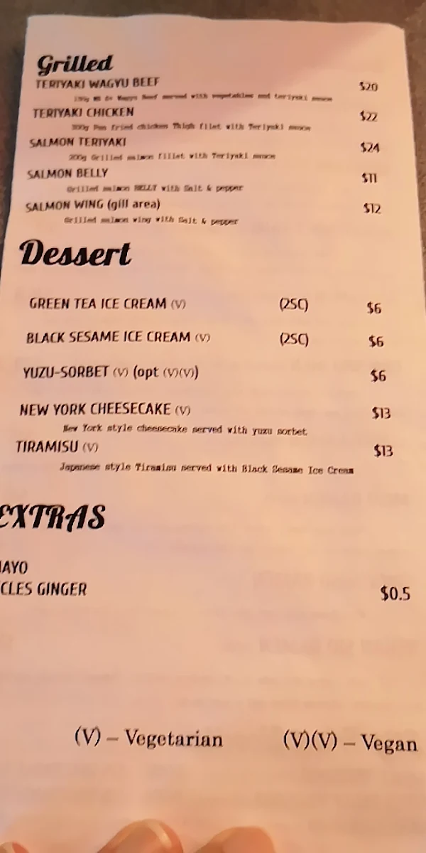 Menu, Tatsu Ramen Gyoza Bar