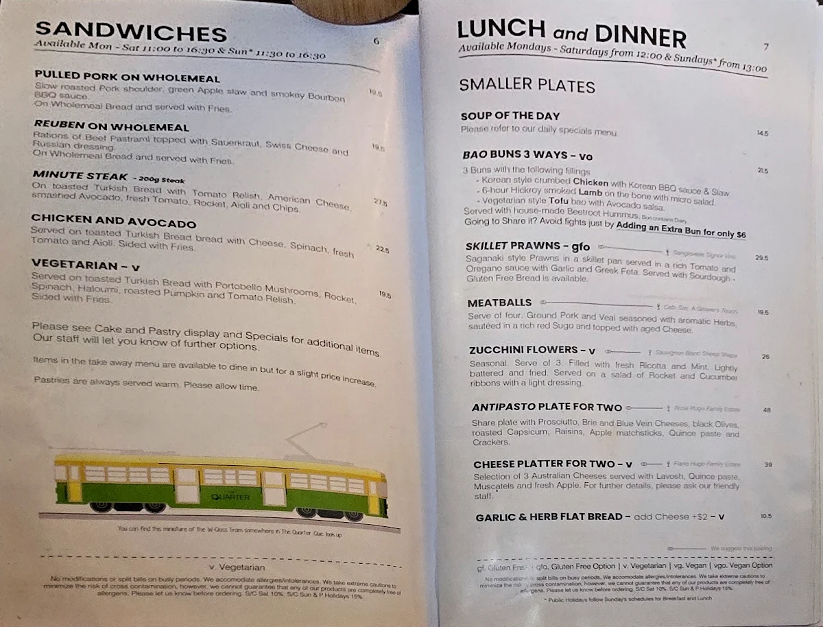 Menu, The Quarter