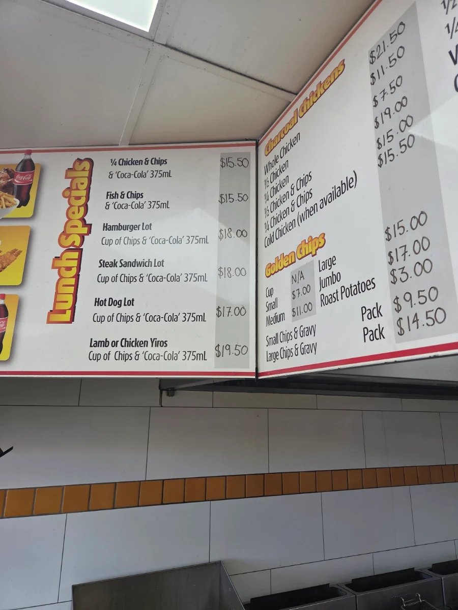 Menu, Grange Chicken & Seafood
