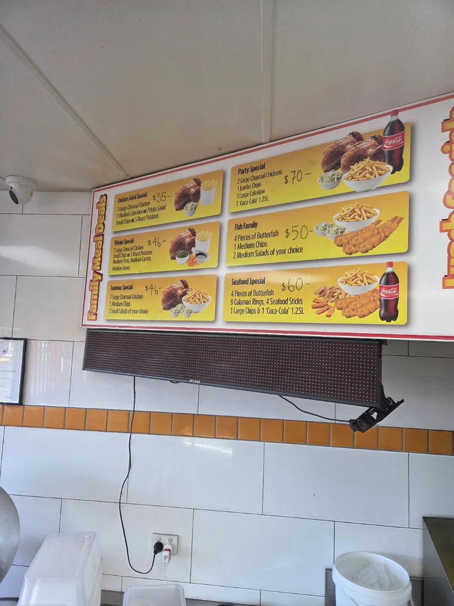 Menu, Grange Chicken & Seafood