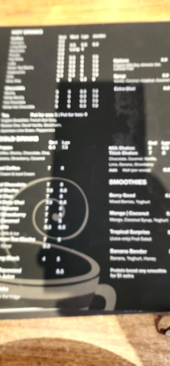 Menu, Milk Espresso Signature Willows