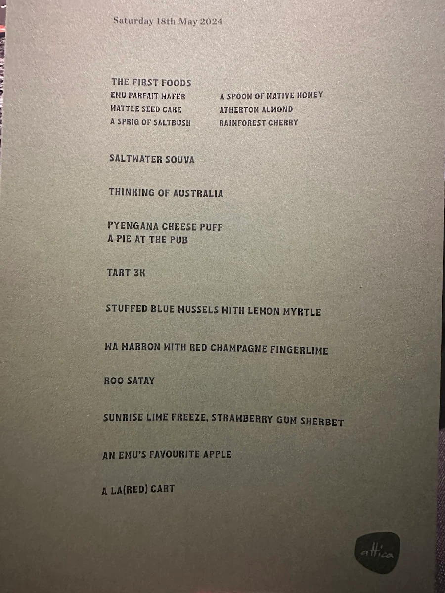 Menu, Attica