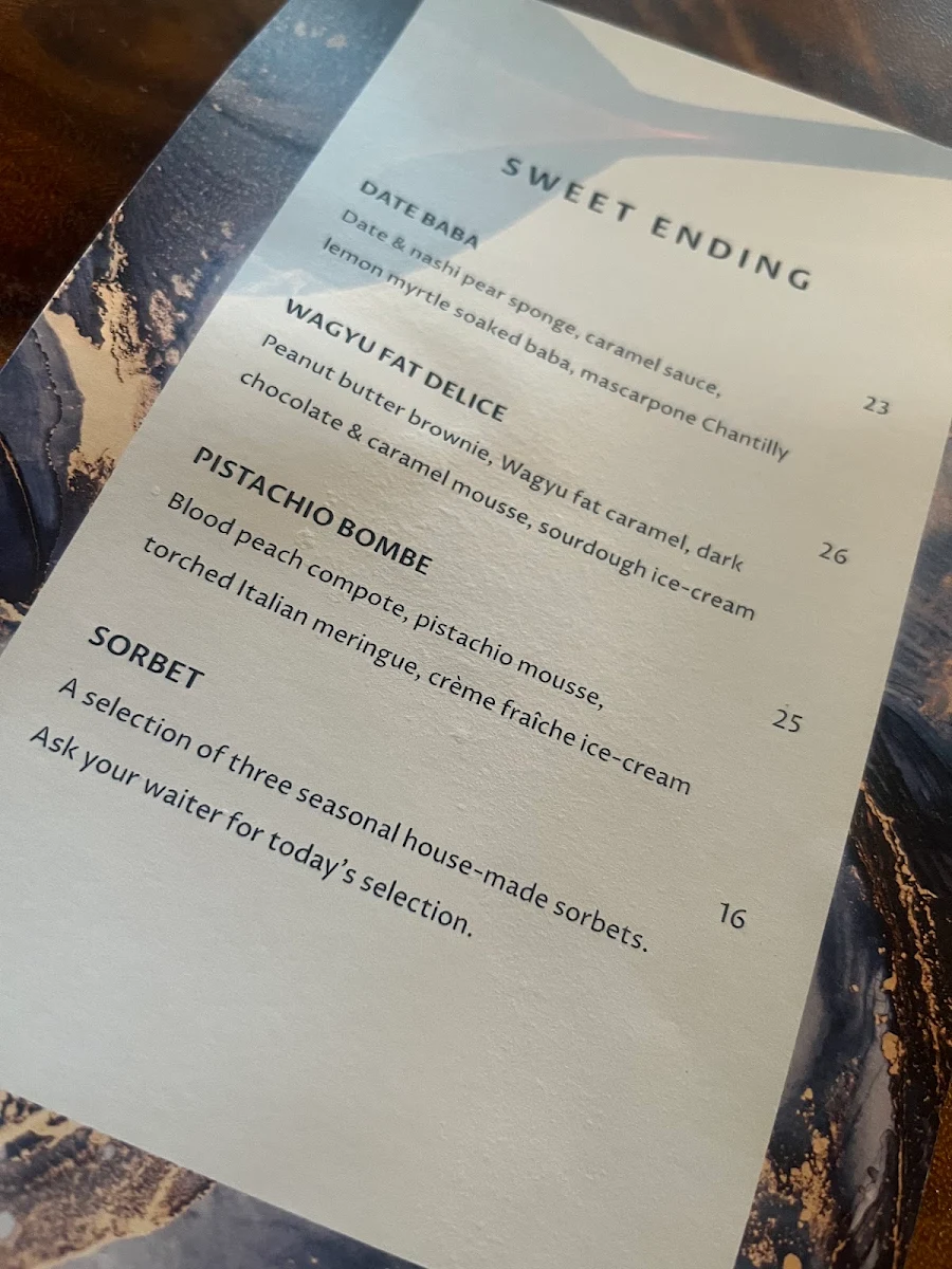 Menu, 6HEAD Sydney