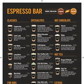 Menu, Gloria Jean's Craigieburn
