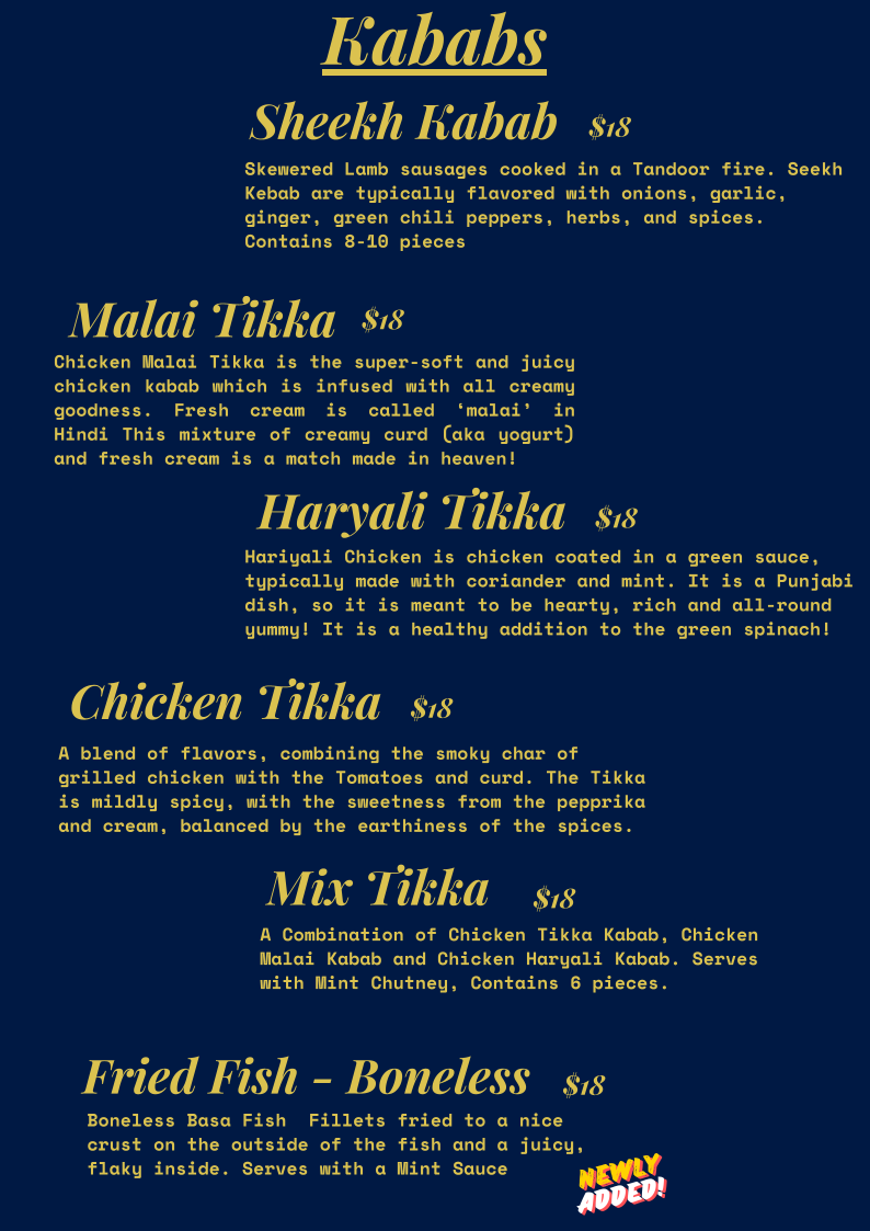 Menu, Sufra Mandi Restaurant & Banquet Hall