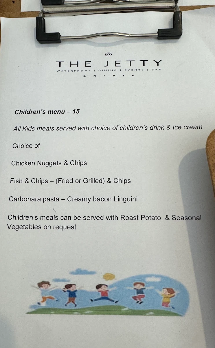 Menu, @ The Jetty