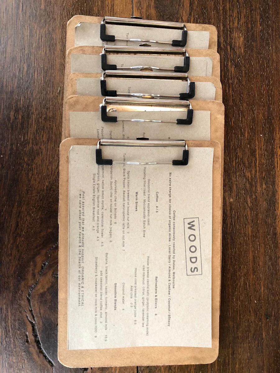 Menu, WOODS Bangalow