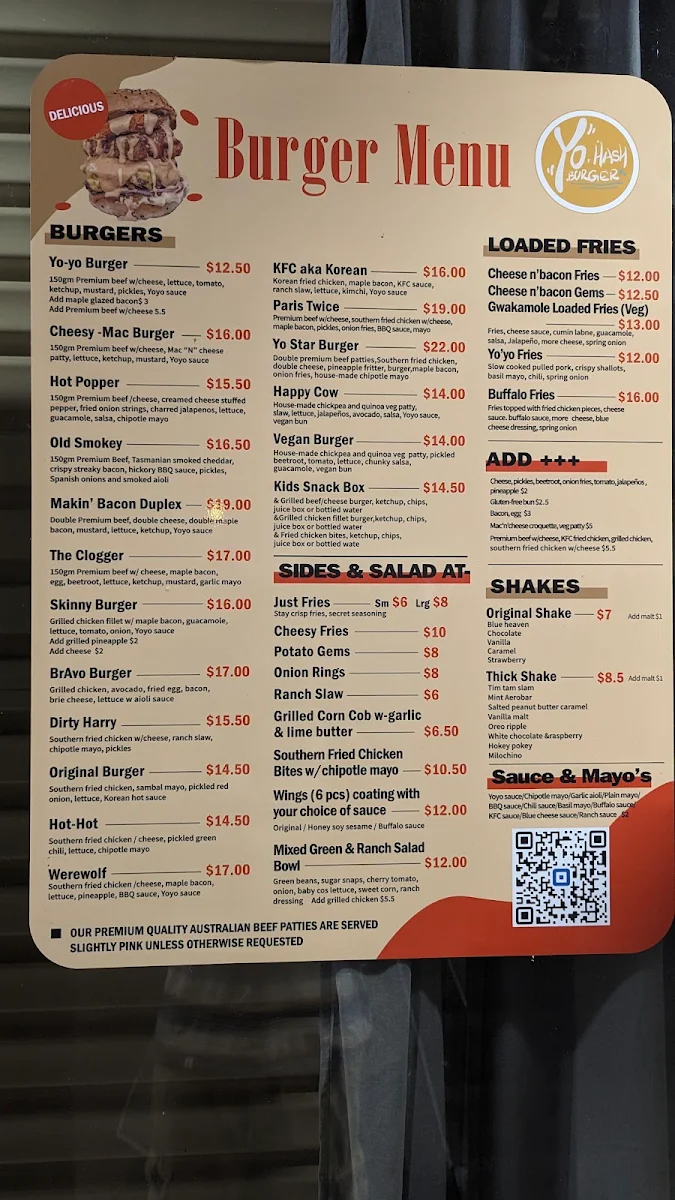 Menu, yo,Hash Burger