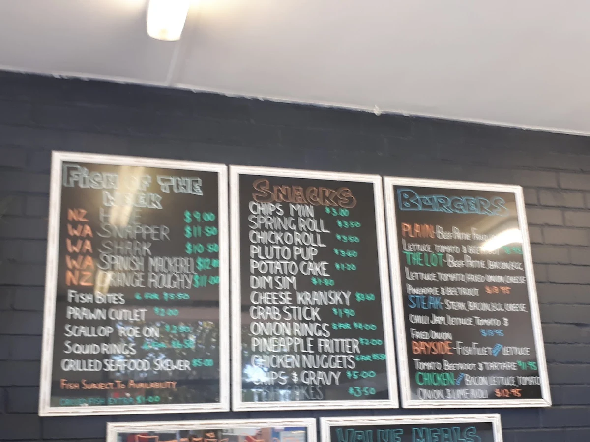 Menu, Bayside Fish Shack