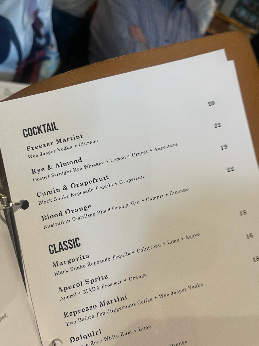 Menu, 10 Yards