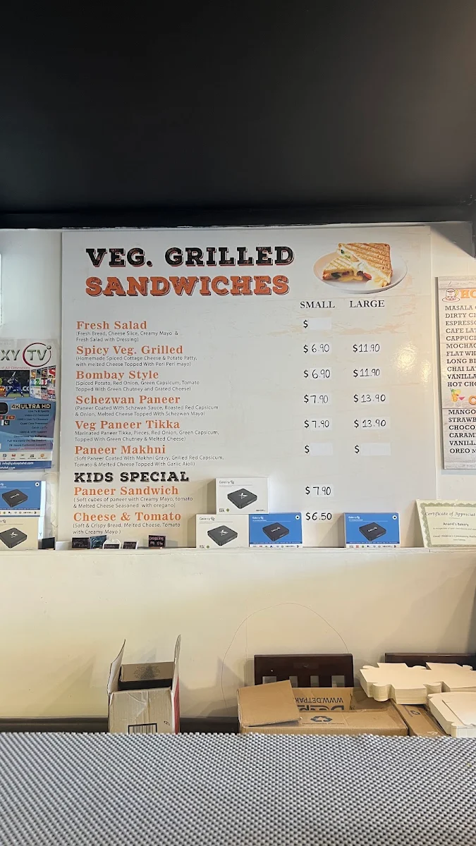 Menu, Anand's Bakery & Cafe