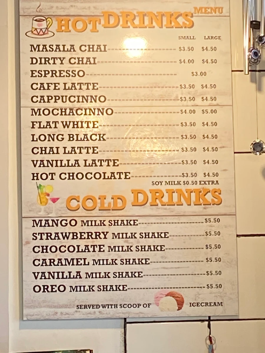 Menu, Anand's Bakery & Cafe