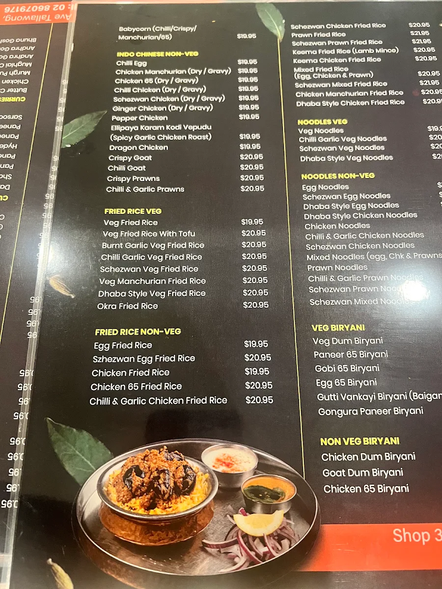 Menu, Dosa Hut Indian Restaurant Tallawong