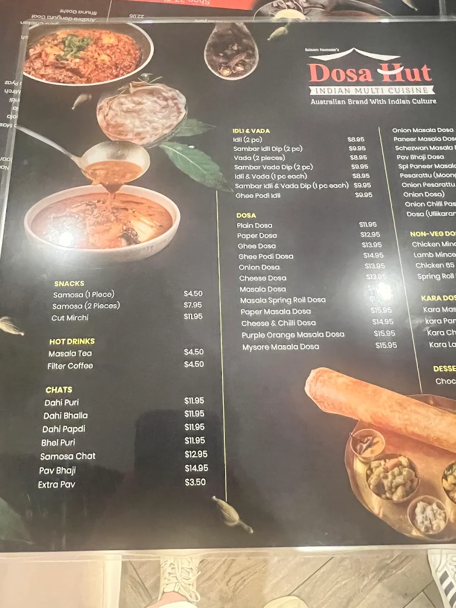 Menu, Dosa Hut Indian Restaurant Tallawong