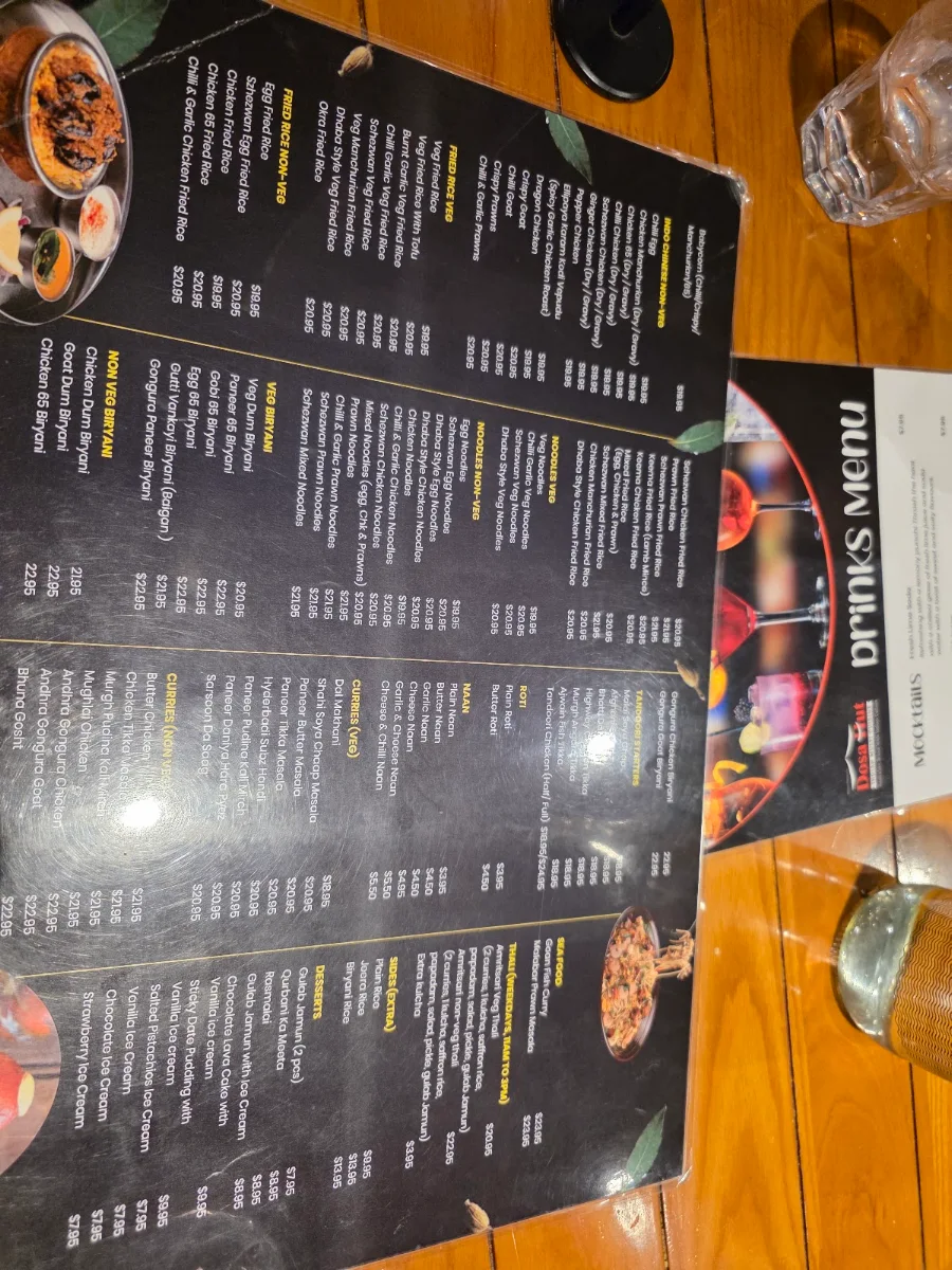 Menu, Dosa Hut Indian Restaurant Tallawong