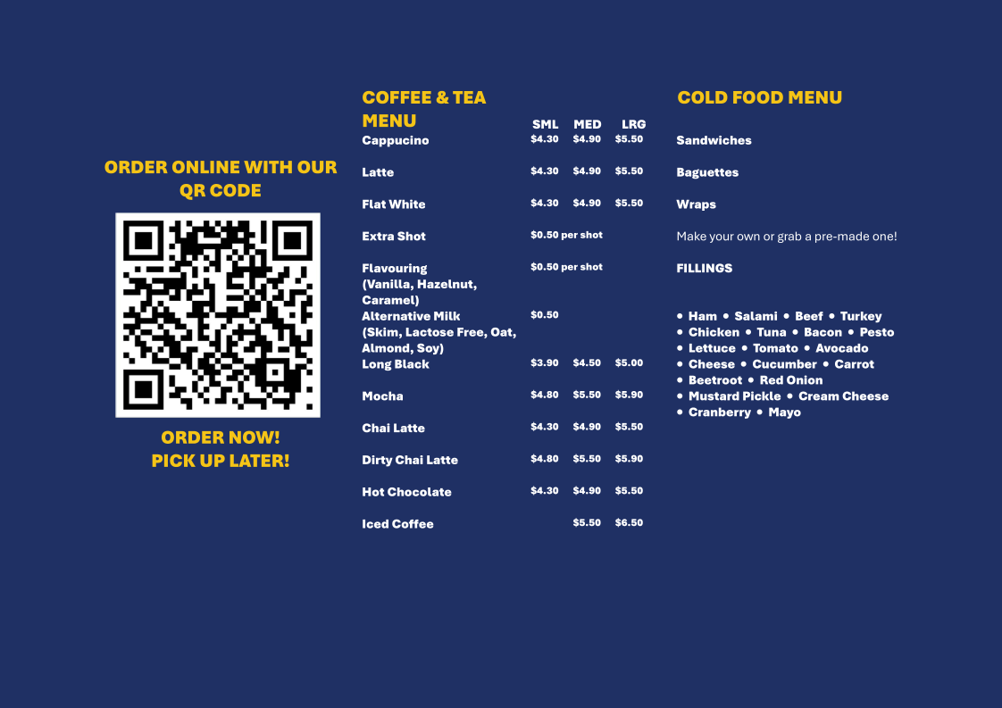 Menu, Xpress Catering (Pat's Cafe)