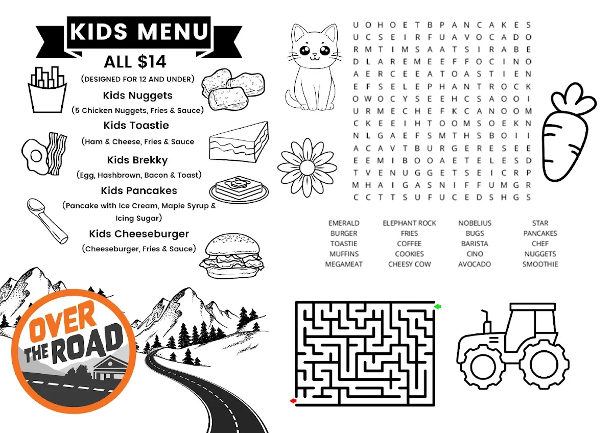 Menu, Over the Road Gembrook