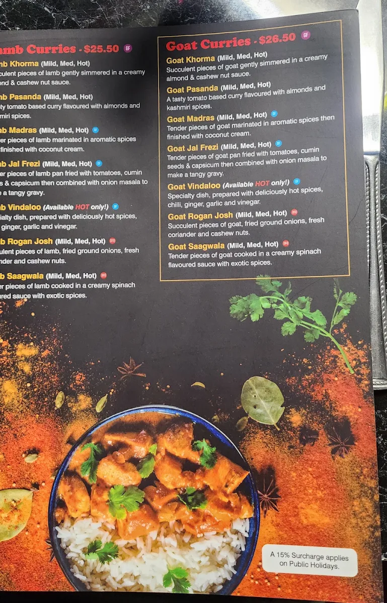 Menu, Rangoli Indian Restaurant