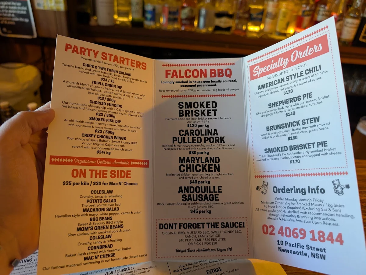 Menu, The Falcon Restaurant