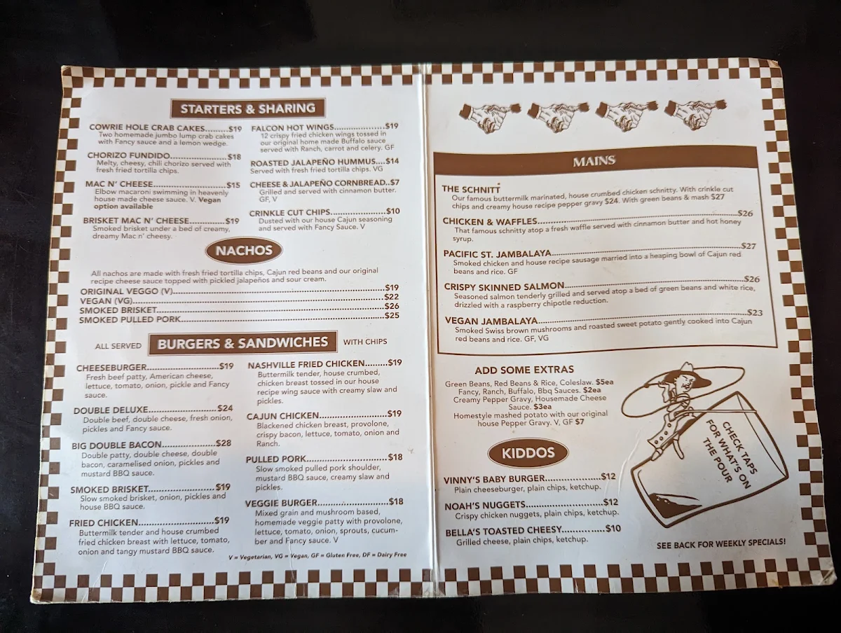 Menu, The Falcon Restaurant