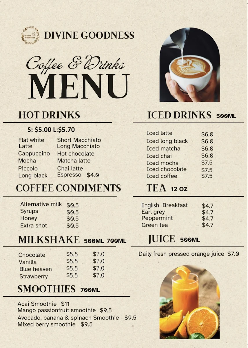 Menu, Divine Goodness
