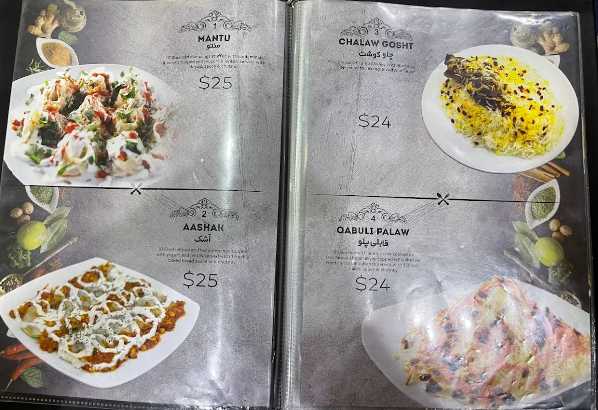 Menu, Kabul House